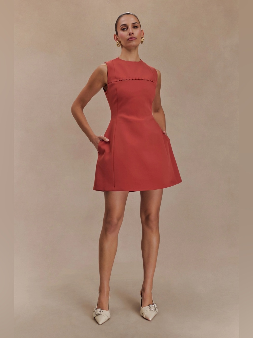 Meshki NWT Winona Suiting Mini Dress With Cut Out Chilli Fit and Flare